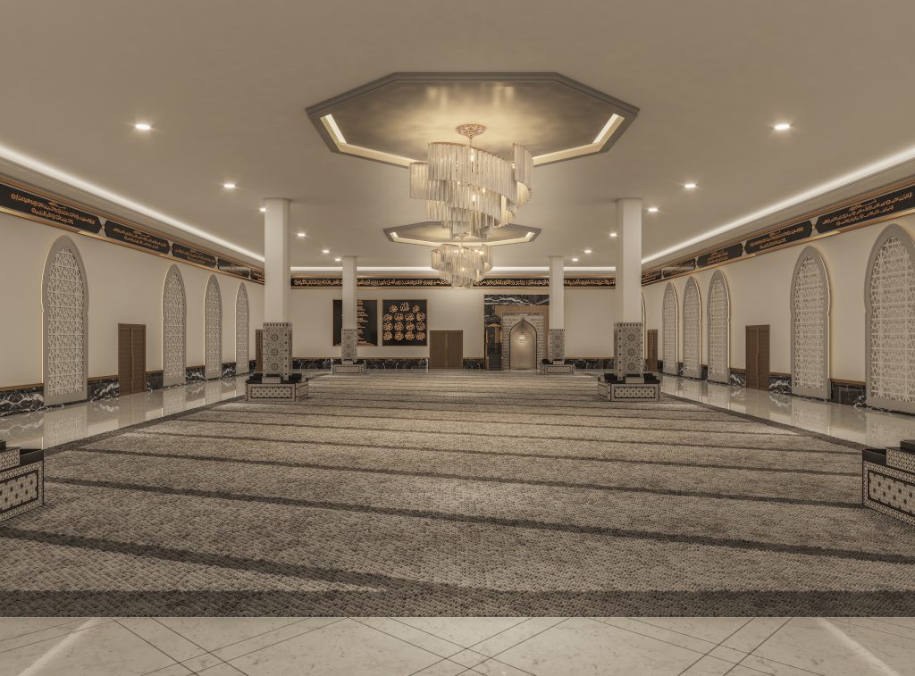 Rendering of the main prayer hall interior